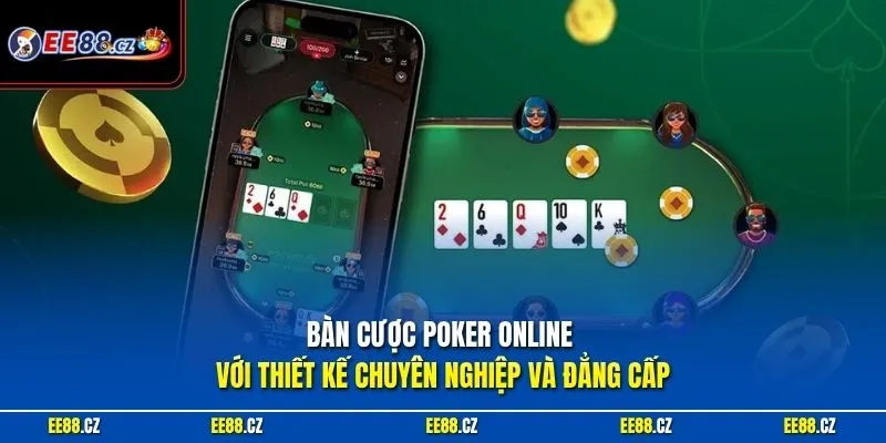 Bàn cược Poker Online với thiết kế chuyên nghiệp và đẳng cấp